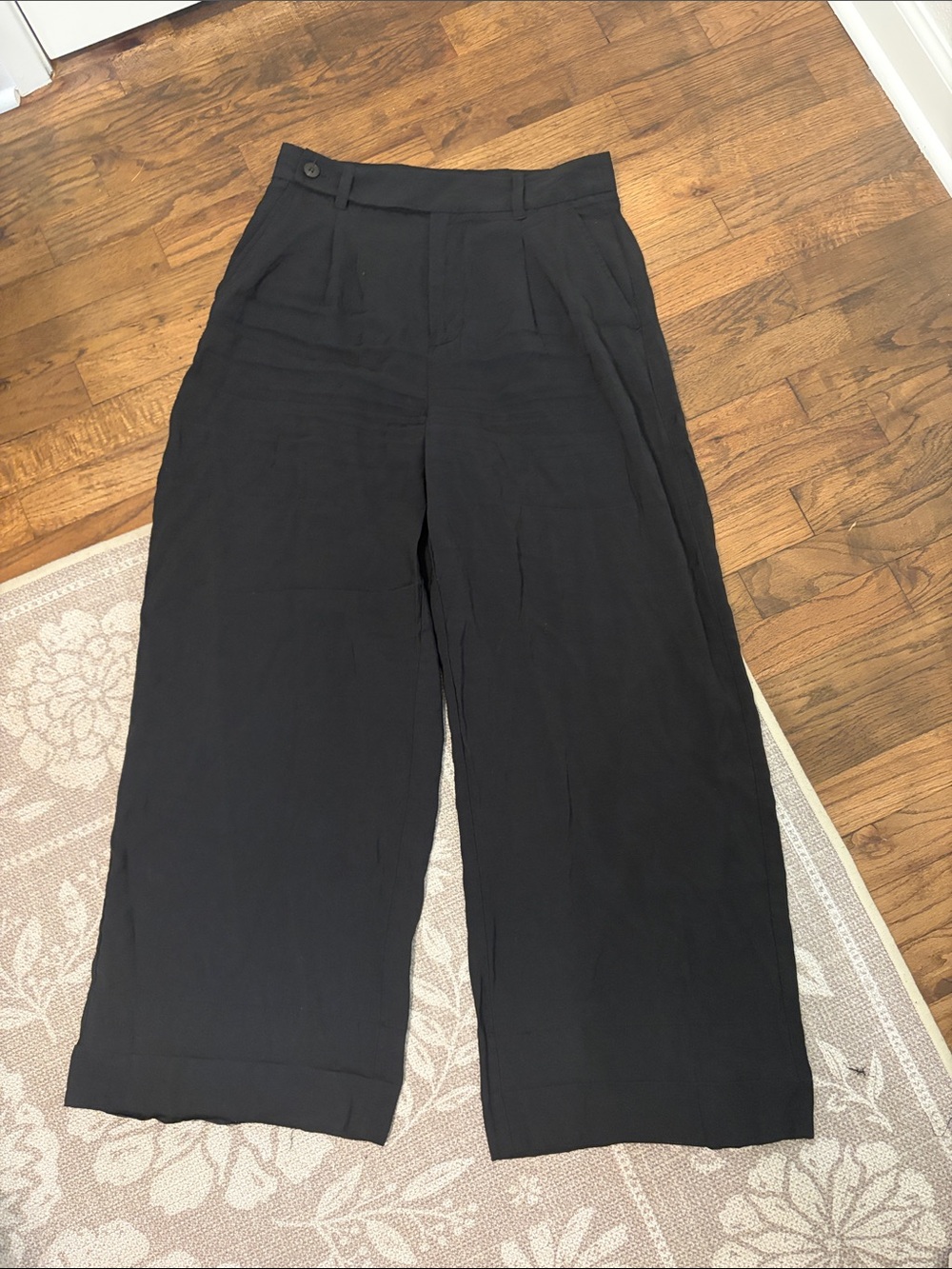 Madewell Black Wide-Leg High-Rise Trousers UNHEMMED